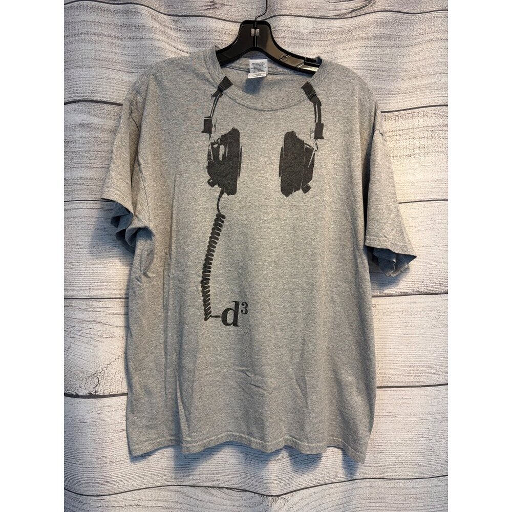 Gildan Mens Gray Headphones Graphic T-Shirt Size L